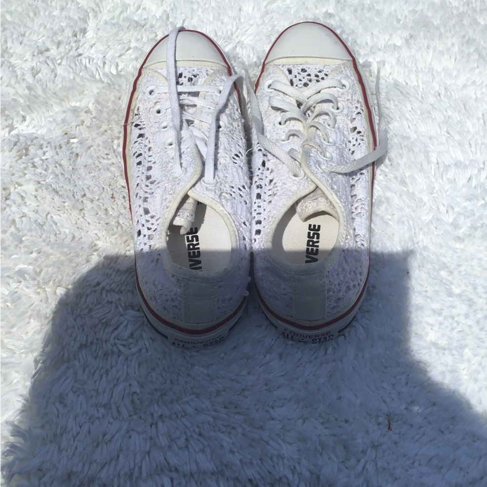 White Lace Converse Sneakers Women’s Size 8 - Picture 8 of 9